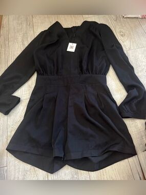 Choies Black Long Sleeve Romper with Back Zip
